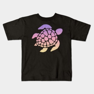 Pastel Sunset Ombre Faux Glitter Turtle Kids T-Shirt